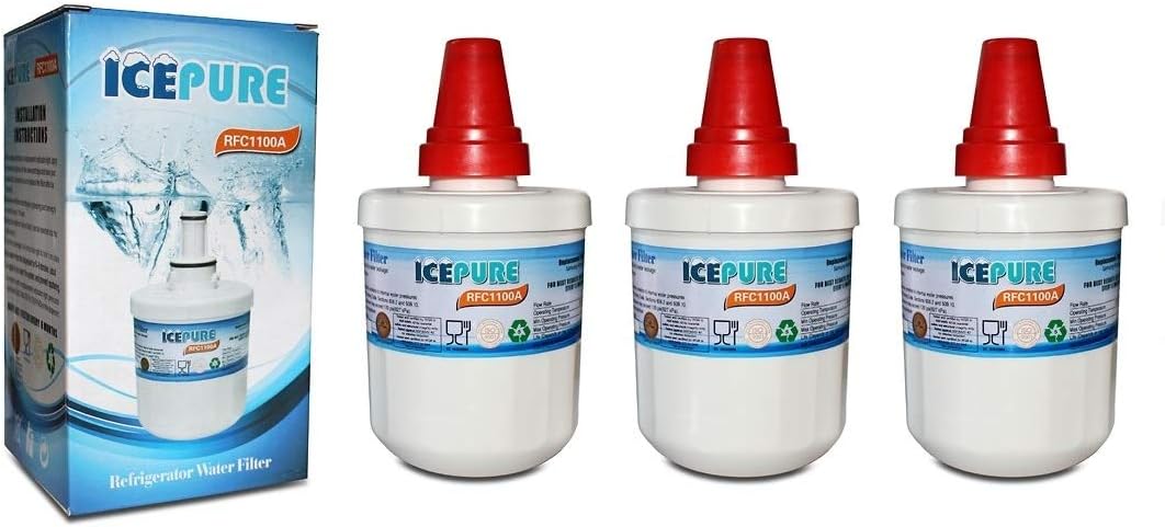 IcePure RWF1100A Fridge Water Filter Compatible with Samsung AquaPure Plus DA29-00003G HAFIN2/EXP Refrigerator Water Filter (3 Pack)