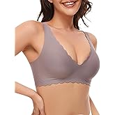 Quttlzze Deep V Petal Bras for Women No Underwire Soft Wireless Bras Comfort Seamless Bralettes with Extender