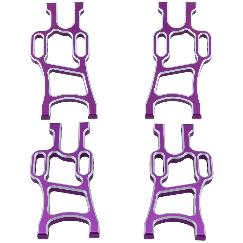 HobbyparkFront & Rear Aluminum Suspension Arms for 1/10 Redcat Volcano Epx RC Monster Truck Upgrade Parts,Replacement of 08055 108819 08056 108821 (4-Pack) (Purple)