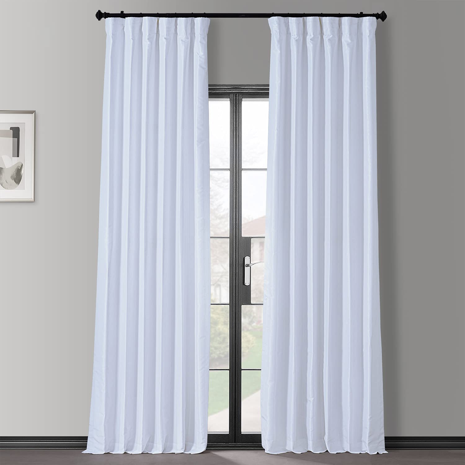 Photo 1 of HPD Half Price Drapes Faux Silk Blackout Curtains 96 Inches Long for Bedroom & Living Room Vintage Textured Blackout Curtain (1 Panel), 50W x 96L, Ice