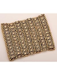 YACQ Jewelry - Pulsera elástica para mujer, multicapa de cristal, 7 filas