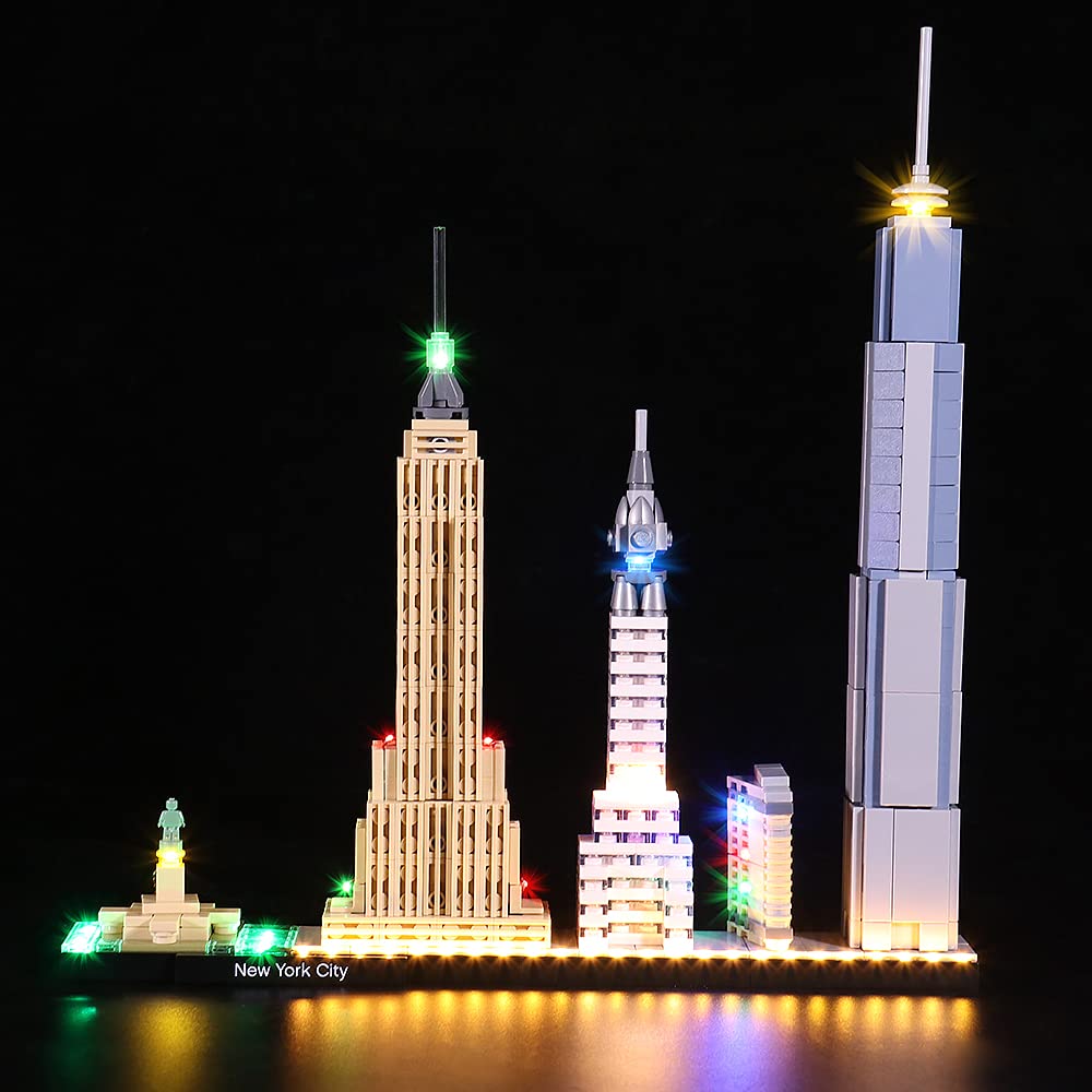 Light Set for Lego New York City Skyline,Led Decoration Lighting Kit Compatible with Lego 21028 Bricks Building Blocks Model,Creative Gifts DIY Interactive Toys (Standard)