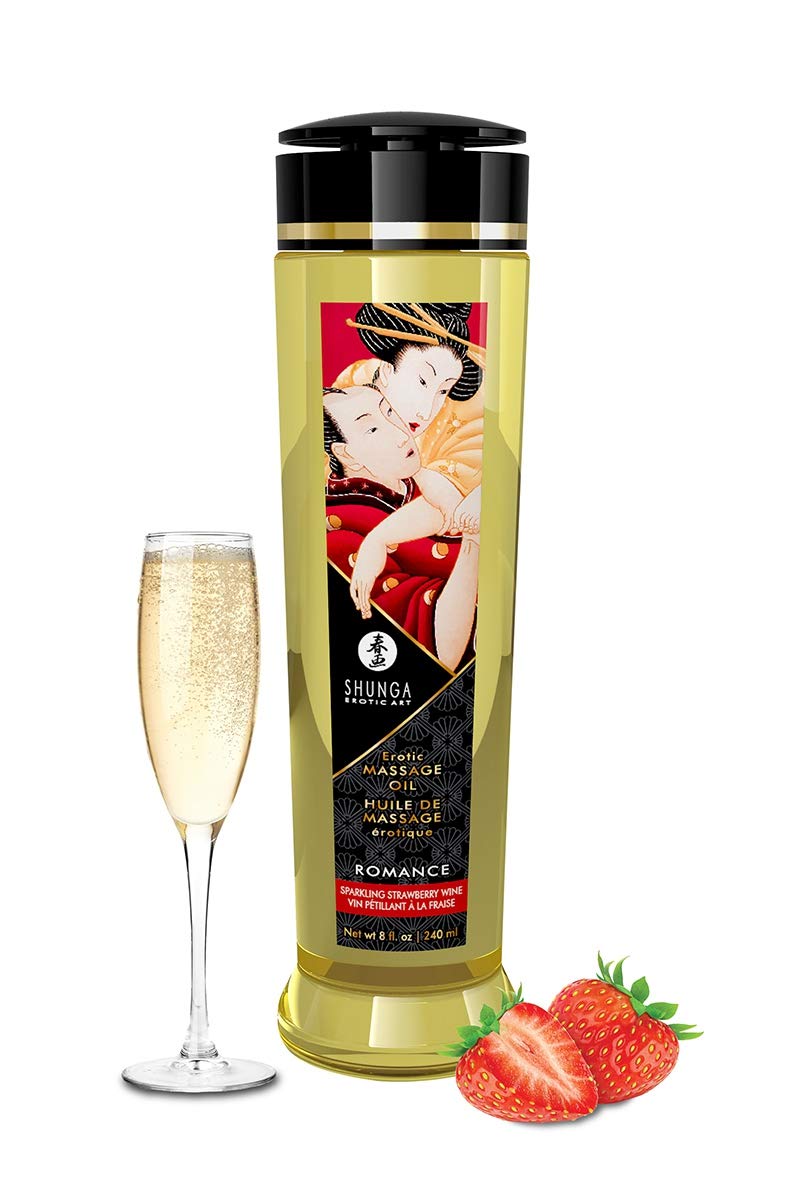 Shunga Massage Oil-E22949 Massage Oil Strawberries One Size