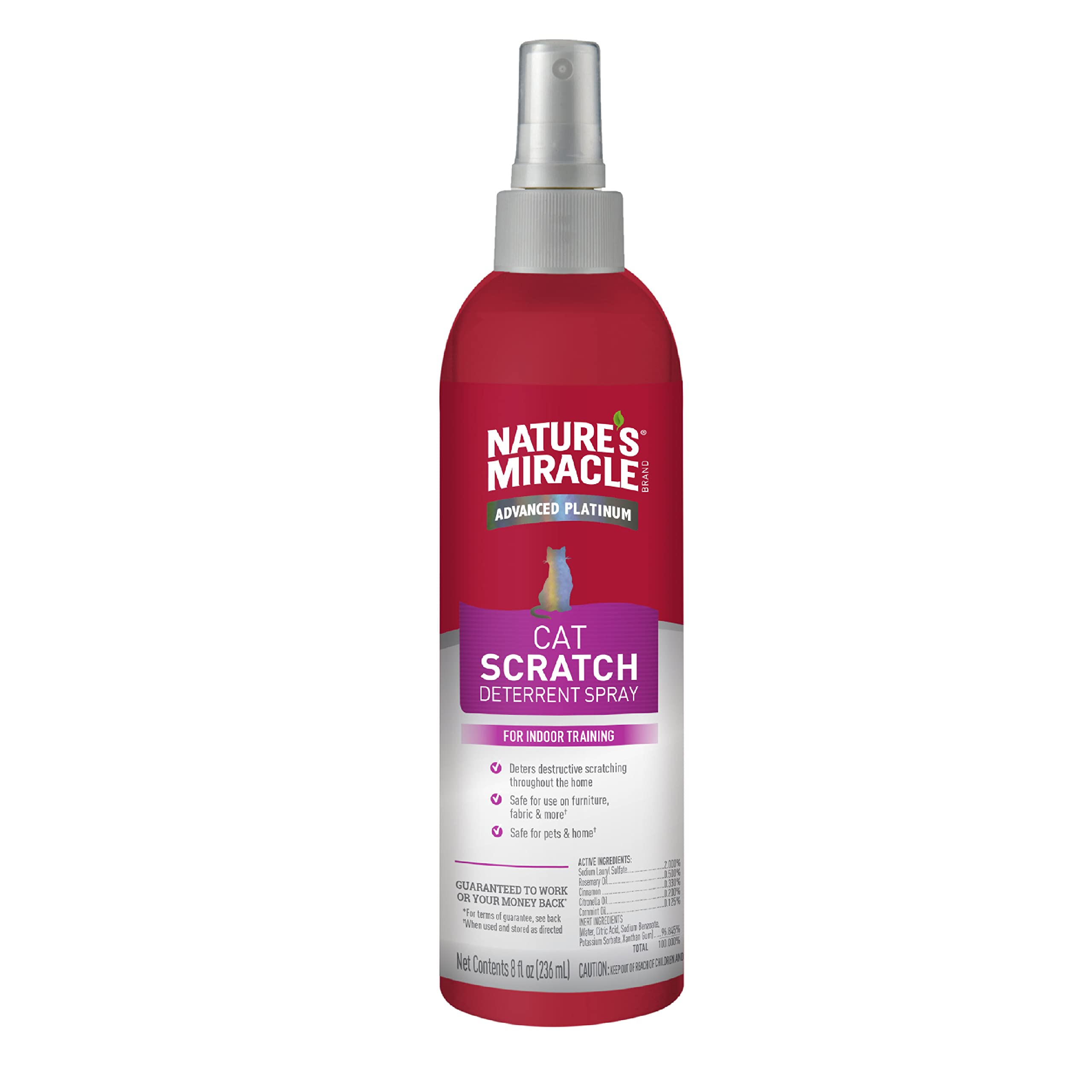 Photo 1 of **BOTTLE DENTED, USED** Nature's Miracle Advanced Platinum Cat Scratch Deterrent Spray, 8 Ounces, Discourages Destructive Scratching