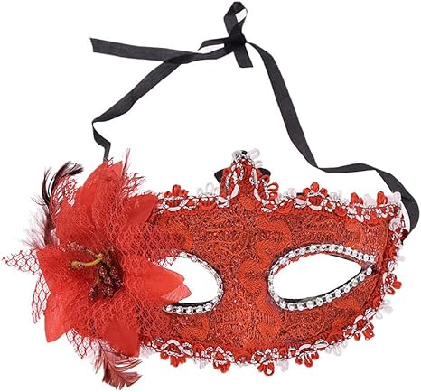Amazon Co Jp Viviseason ビビシーズン ハロウィン 仮面 アイマスク レディース レッド パーティー 仮面舞踏会 おしゃれ レース コスチューム用小物 レッド ホーム キッチン