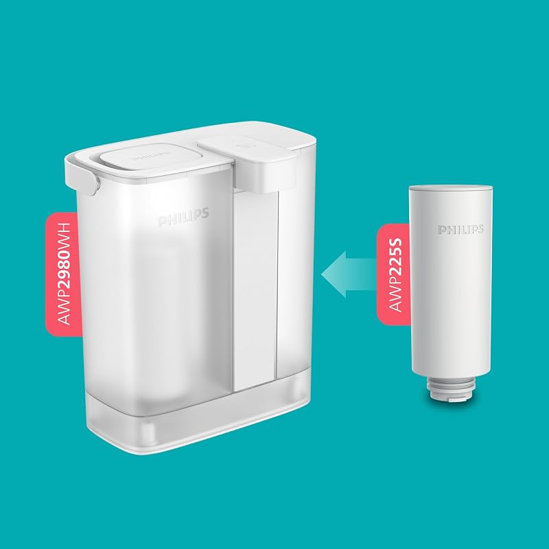 Water Wasserdispenser für gefiltertes Wasser auf Knopfdruck (3L) – Frisches und sauberes Wasser, 3x Anticalc+ Filter verbessert den Geschmack und reduziert Kalk sowie Verunreinigungen,BPA-frei — Foto 8 von 8