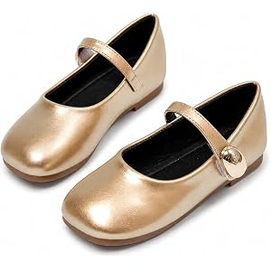 YraFifee Girls Black Mary Jane Shoes Patent Leather T-Strap Flats with Velvet Bows Square Toe Buckle Dress Shoes for Kids Lit
