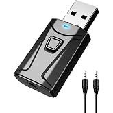 Tsnam USB Bluetooth Adapter for Car TV Bluetooth Transmitter Receiver | TSNAM 3.5mm AUX Wireless Adapter for Car Stereo, TV to Wireless Headphones, Plug &amp; Play Audio Adapter