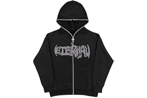 PZLDEYTAY Mens Zip Up Hoodies Women Jackets Loose Fit Y2K Hoodie Graphic Print Sweatshirt Gothic Oversized Jackets
