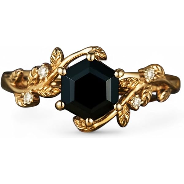Gold-Plated Onyx & Crystal Swirl Ring | Marquise Black Onyx | Sizes 5-10 - View #10