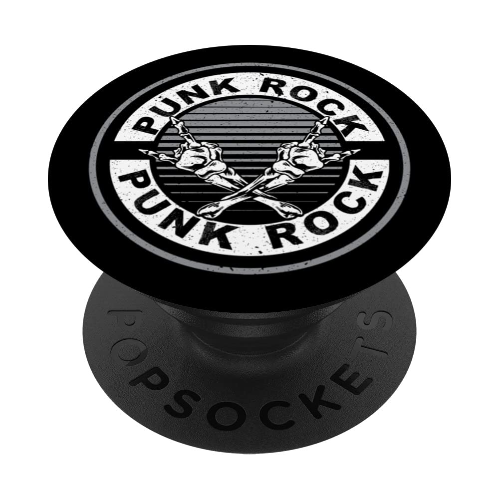 Punk Rock Badge Design Rock Skeleton Hands Black PopSockets Swappable PopGrip