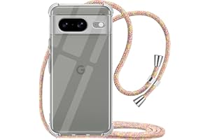 YESPURE Clear Case for Google Pixel 8 Neck Cord Adjustable Crossbody Strap Phone Case for Women Transparent Soft TPU Anti Scratch Shockproof Protective Cover for Google Pixel 8 - Rainbow Yellow
