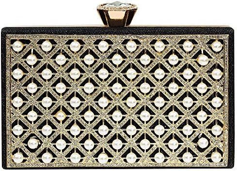 Evening Clutch Bags, Pearl Beaded Evening Bag Night Purse Handbag for Women Wedding Prom Party