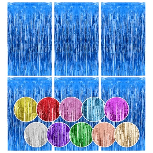 Homiest Royal Blue Tinsel Backdrop Curtains