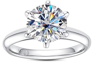 AimiIee Moissanite Ring, 0.5/1/1.5/2/2.5/3CT Round Brilliant Cut Six Prong Solitaire Gold Plated 925 Sterling Silver Engagement Promise Wedding Rings for Women with Certificate