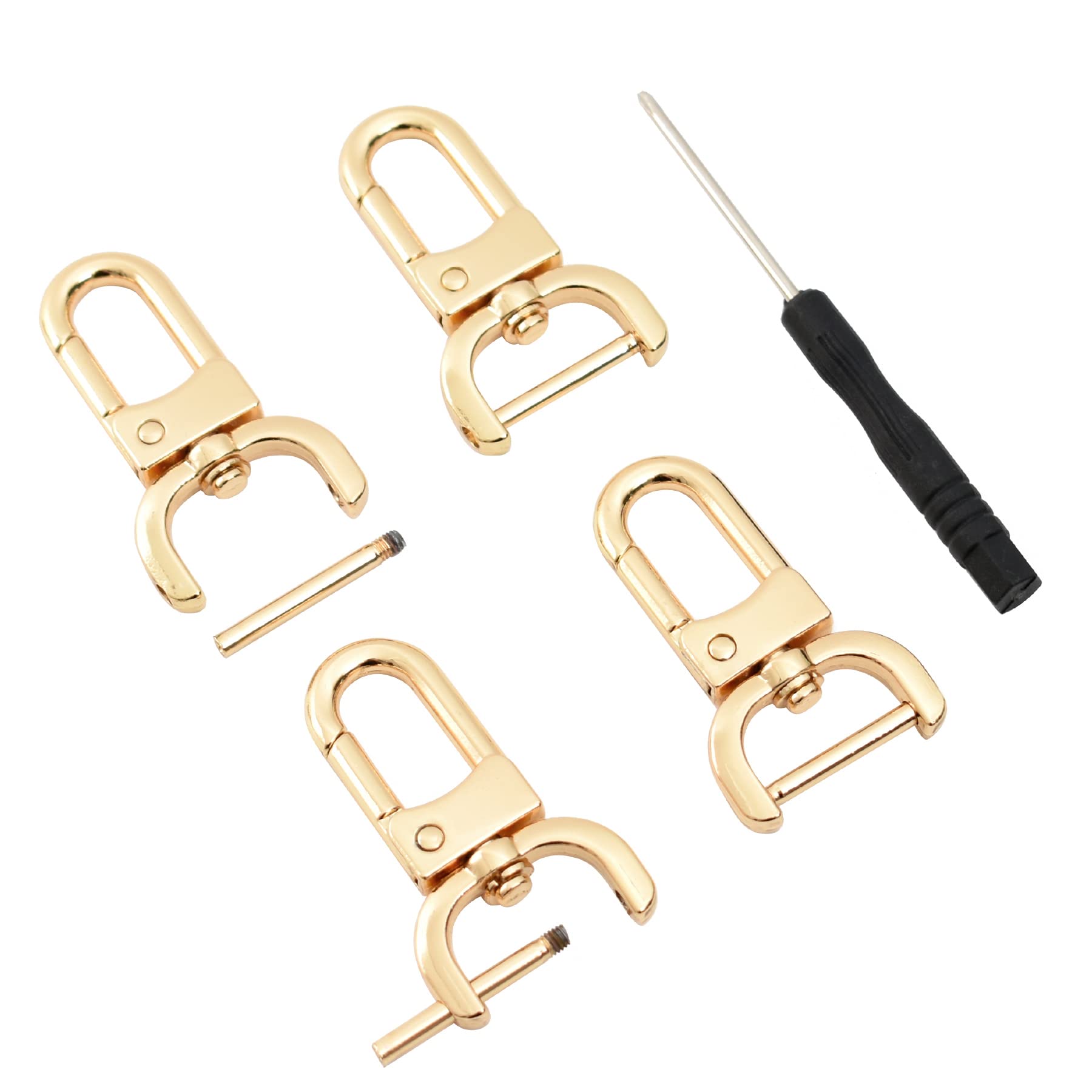 HUIANER 4PCS Replacement D-Rings Swivel Snap Hooks,3/4 Inch Rotatable Push Gate Clip Lobster Claw Clasp for DIY Bag Purse Keychain Tags Leather Craft (Gold)
