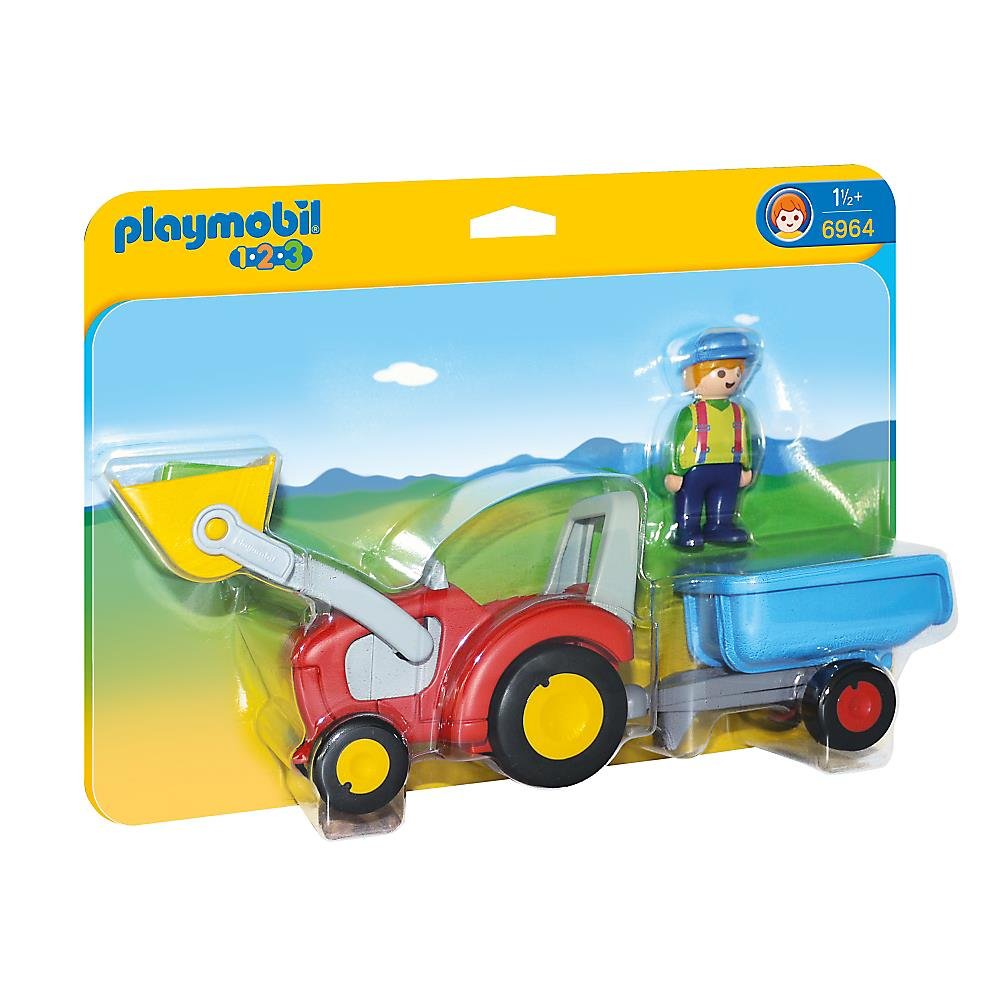Playmobil 6964 1.2.3 Farmer with Tractor and Trailer, Educational Toy, Fun Imaginative Role-Play, Playset Suitable for Children Ages 1.5+ years