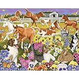 Bits and Pieces - 100 Large Piece Jigsaw Puzzle - Pony Pals on the Farm - 100 pc Horses Jigsaw by Artist Jack Williams