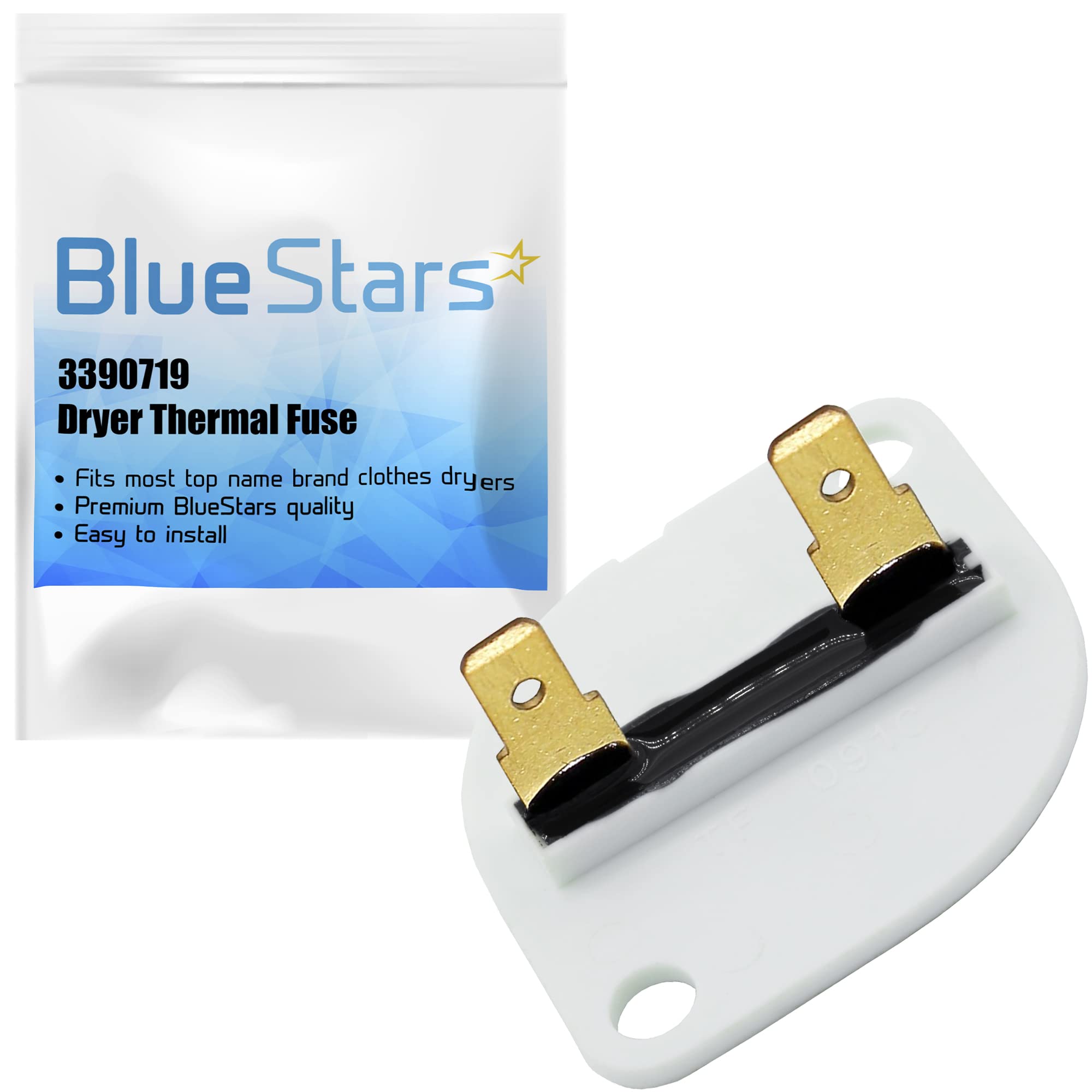 Photo 1 of BlueStars 3390719 Dryer Thermal Fuse - Compatible with Whirlpool & Kenmore Dryers - Replaces PS11741444 AP3133489 688841 690198 279650 3389639 WED8500BW0 WED8800YC1
