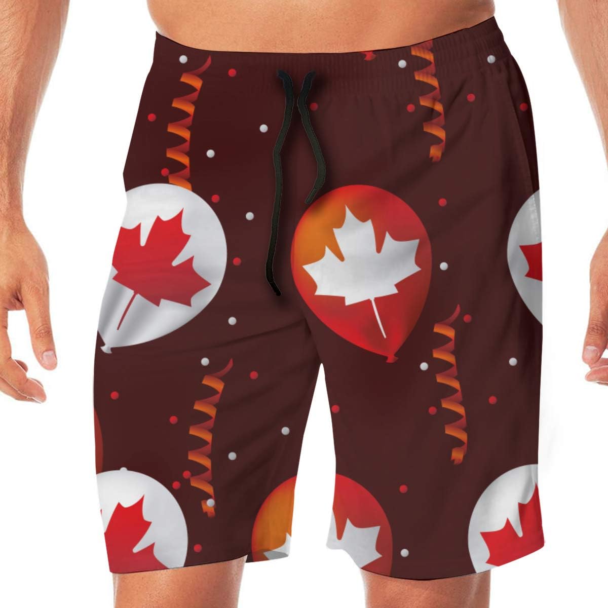 PMsunglasses Many Balloons Canada Flags Mens Swim Trunks Quick Dry