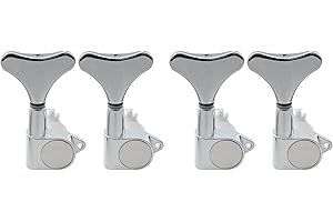 Musiclily 4 Inline Sealed Bass Tuners Tuning Pegs Keys Machine Heads Set for Precison Bass or Jazz Bass, Chrome
