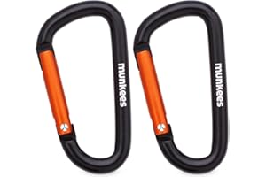 munkees Small Carabiner Clip Keychain 2 Pack, Mini Caribeener 2 inch to 3" for Keys Aluminum Alloy Biner Lightweights for Bottle Buckle, Backpack Hook