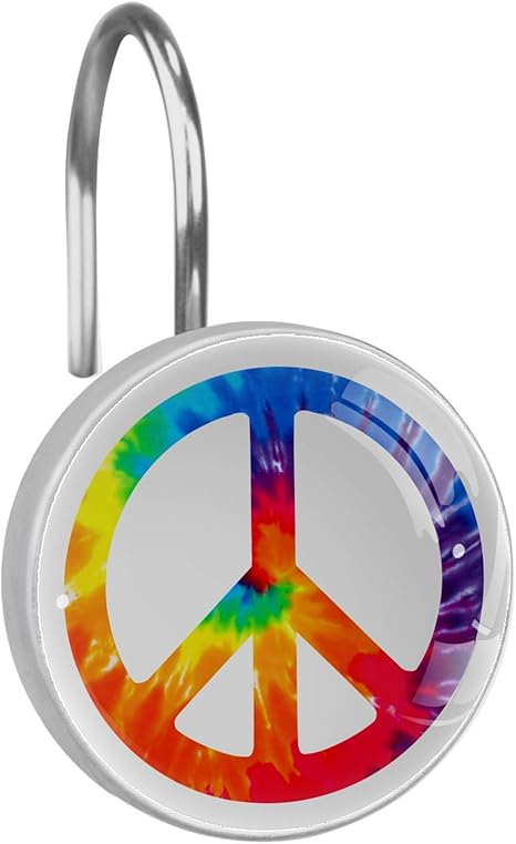 Amazon Co Jp シャワーカーテンフック ステンレス鋼の錆びにくい装飾的なハンガーリング 12のセット 白のピースサインイラスト Diy 工具 ガーデン