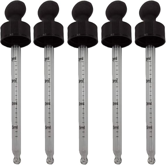 Glass Eye Dropper 4 oz(120ml) Set of 6 Droppers W/Screw Top Glass Eye Dropper Only