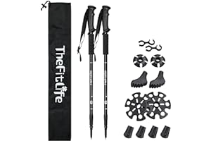 TheFitLife Nordic Walking Trekking Poles-2 Pack with Antishock and Quick Lock System, Telescopic, Collapsible,Ultralight for 