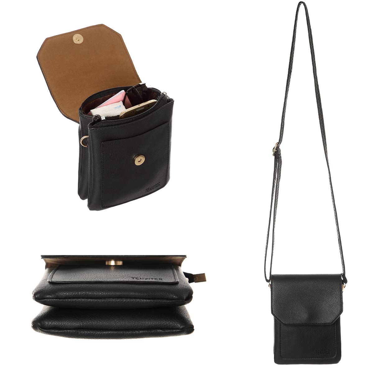 TENXITER Womens Leather Small Crossbody Bags Cell Phone Wallet Purse Bag for Women