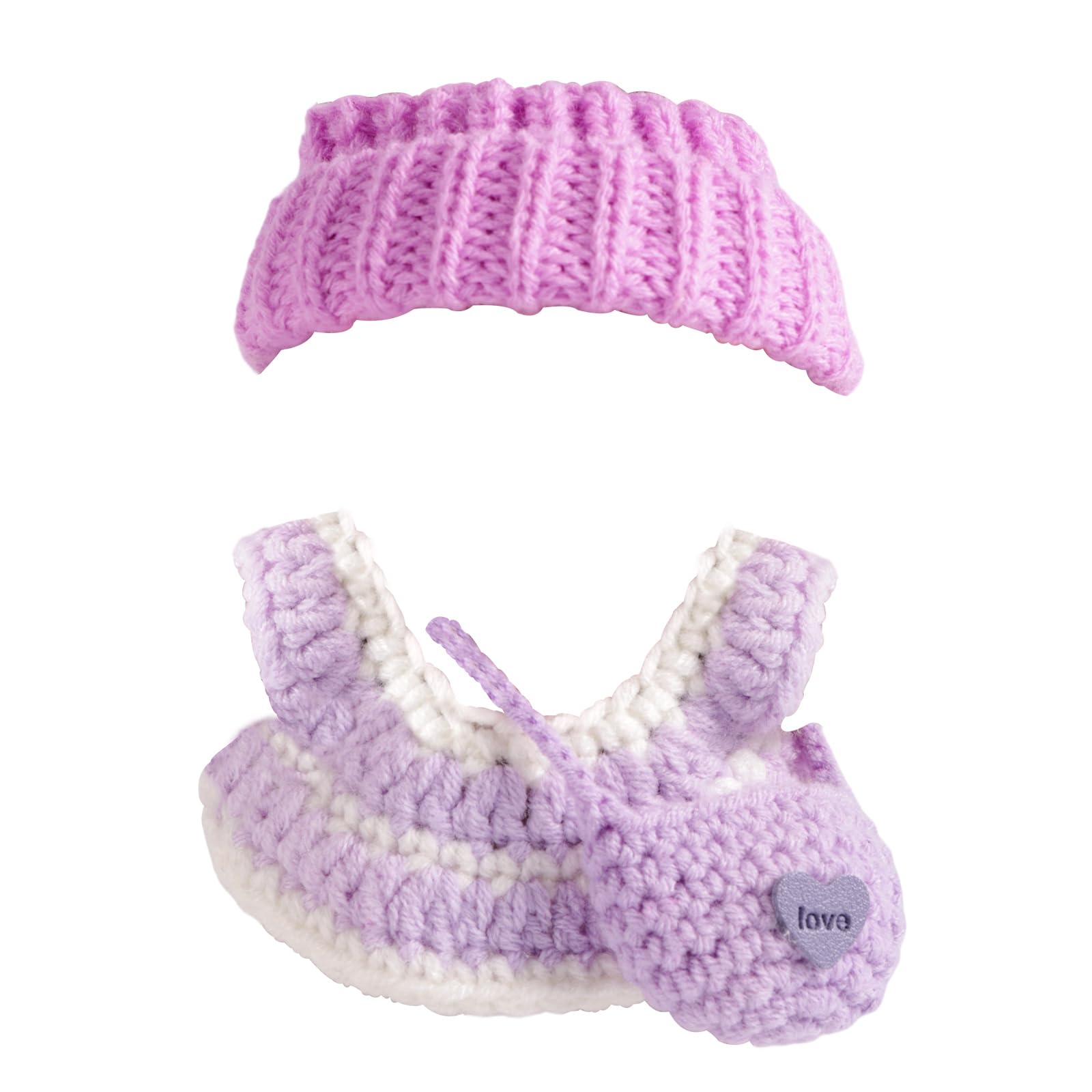 Sinbana 3pcs Doll Clothes Set for 17cm/6.7in Dolls, Includes Cashmere Hat Skirt & Bag Cute and Stylish Doll Outfit Clothing Replacement Accessories Only (Purple)