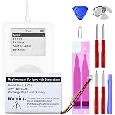 Abtter for iPod Classic 4th Generation Battery Replacement Kit - [1200mAh] 0 Cycle Battery &amp; Repair Tools for 30GB/40GB/60GB Photo Version, 3.7V 4.44 WHR