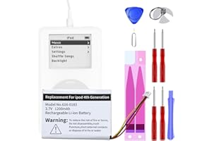 Abtter for iPod Classic 4th Generation Battery Replacement Kit - [1200mAh] 0 Cycle Battery & Repair Tools for 30GB/40GB/60GB Photo Version, 3.7V 4.44 WHR