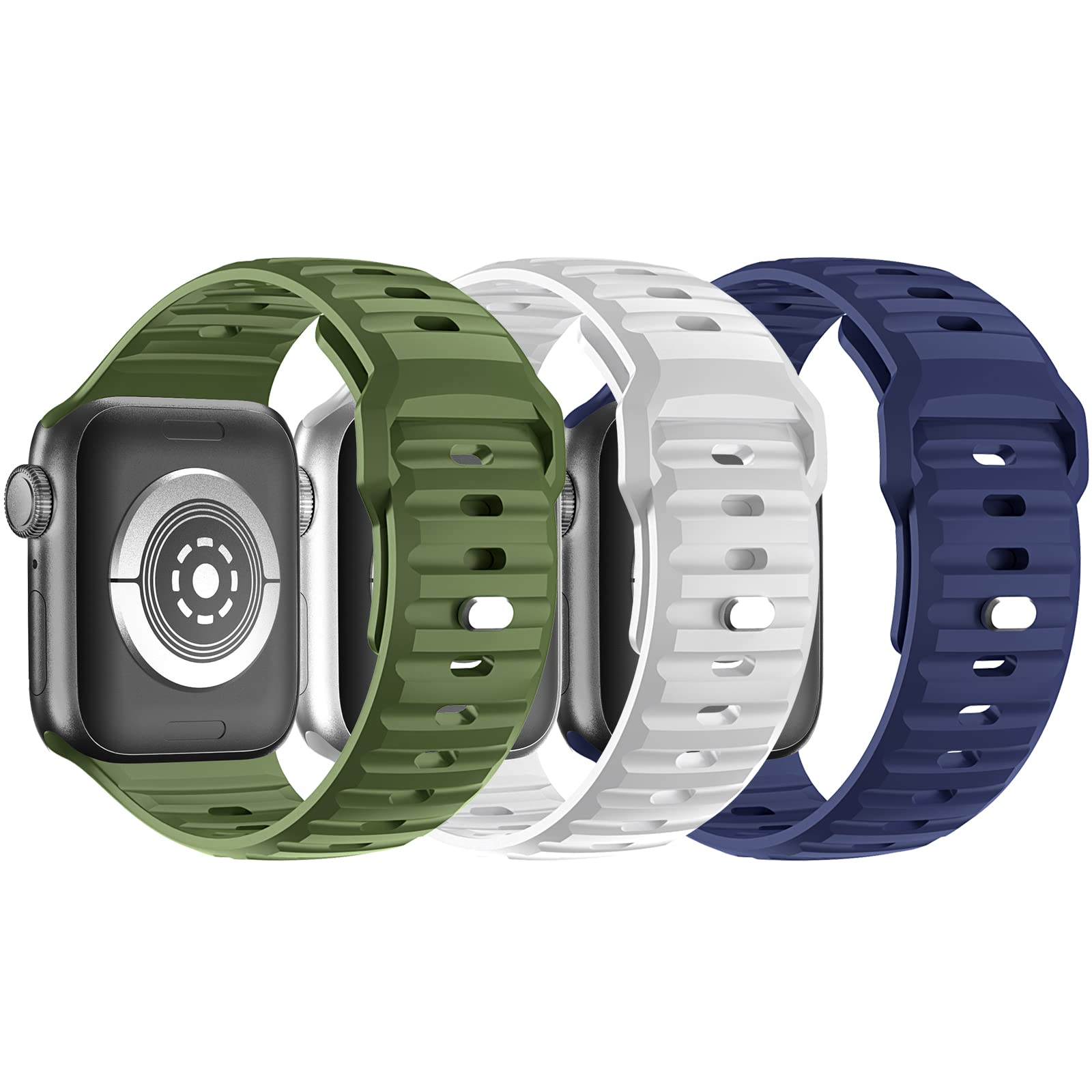 Sport Straps Compatible with Apple Watch Ultra Straps 49mm, Soft Silicone Strap for iWatch Ultra 2 Series 9 8 7 6 5 SE 4 3 2 1, Replacement Waterproof Wristbands 49mm 45mm 44mm 42mm for Men Women