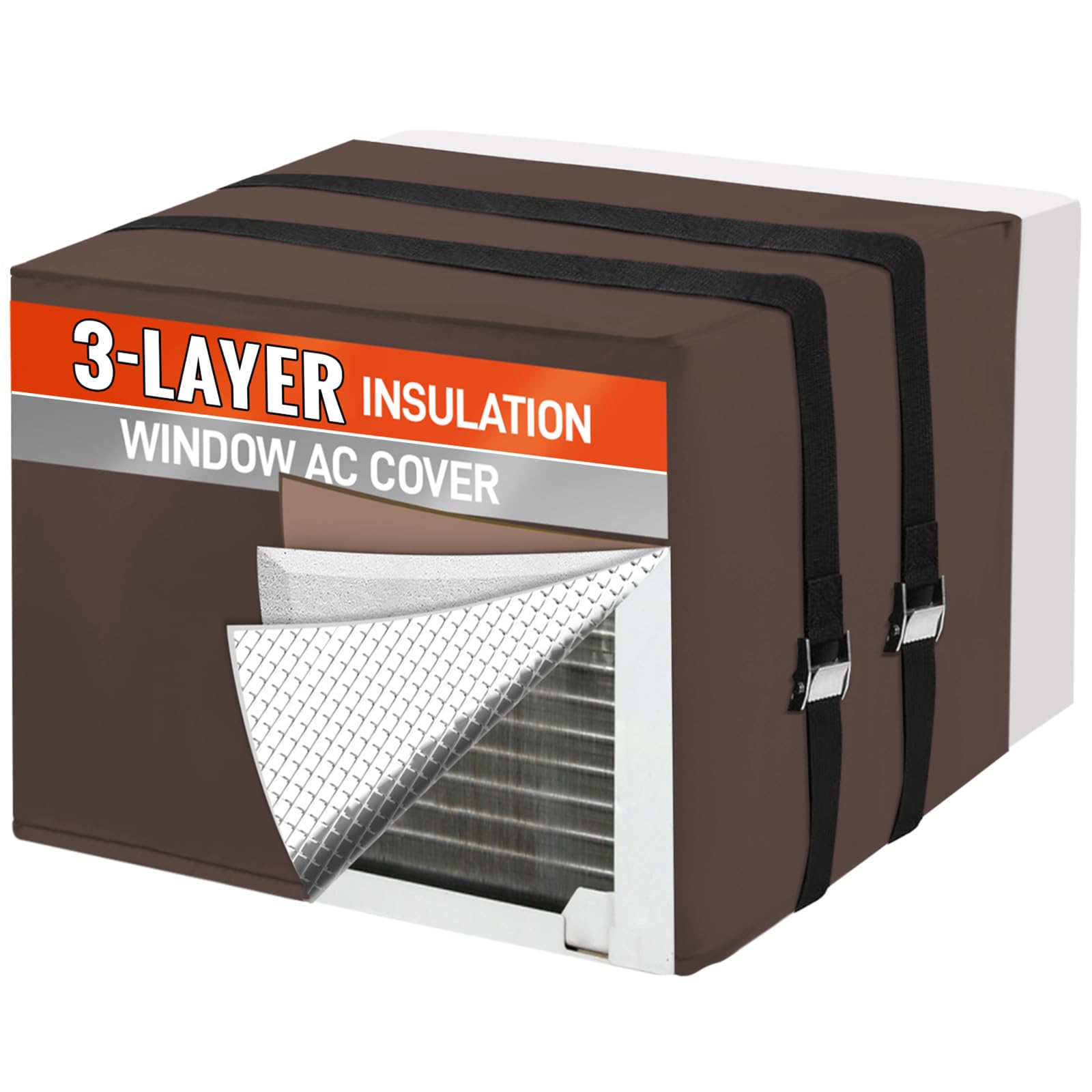 Photo 1 of Window Air Conditioner Covers for Outside Unit to Protect AC and Winter Insulation, Waterproof & Snowproof AC Covers for Outside Window Units with 3 Layers Insulation 21" W x 15" H x 16" D - Brown