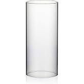 WGVI Hurricane Candle Holder Sleeve, Wide 3.5", Height 8", Clear Glass Cylinder Candleholder, Chimney Tube, Open Ended Candle Shade, 1 Piece