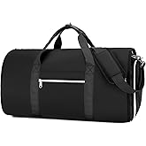 Outplea Convertible Garment Duffle Bag with Shoe Compartment for Men, 2 in 1 Hanging Suit Bag with Shoulder Strap, Travel Carry On Bags, Black