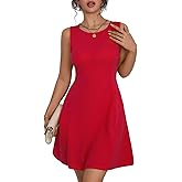 Vidifid Women's Sleeveless Boat Neck Mini Dress Summer A-Line Club Party Little Short Dresses with Pockets