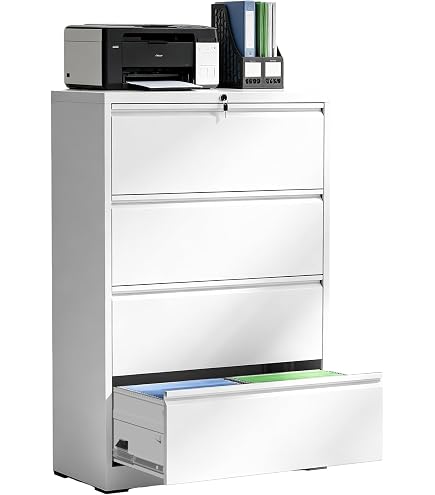 Amazon.com: VIYET Metal Lateral File Cabinets with Lock,4 Drawer