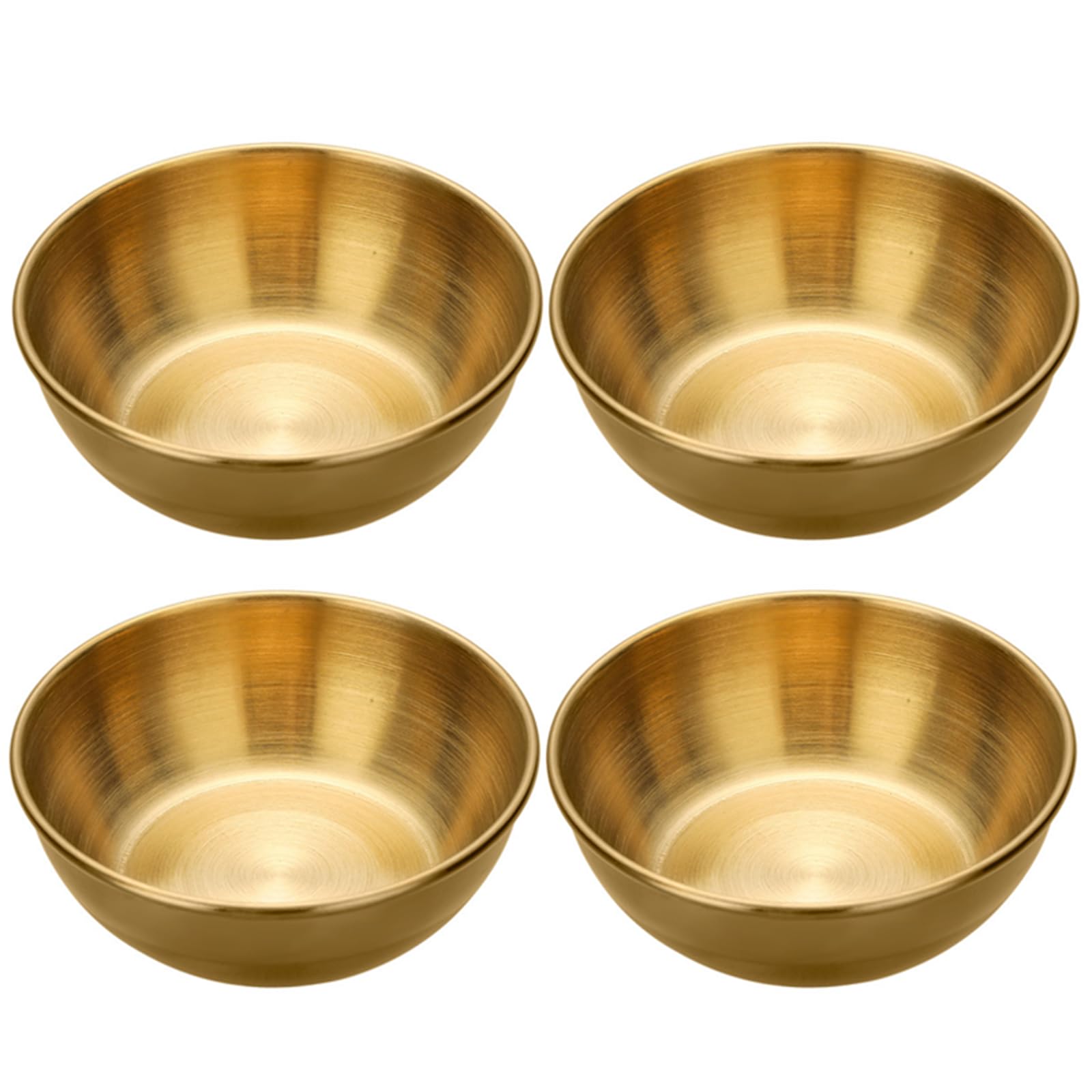 soulnioi Dipping Bowls, Stainless Steel Sauce Dishes, Mini Round Seasoning Dishes, Sushi Soy Snack Bowls for Home Restaurant, Pack of 4-8.2cm Diameter/Gold
