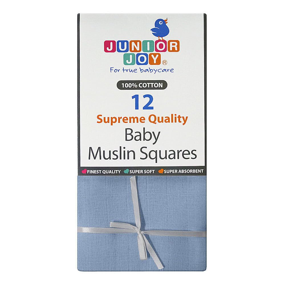 Baby Muslin Squares Pack of 12 (Blue) - 6291BL