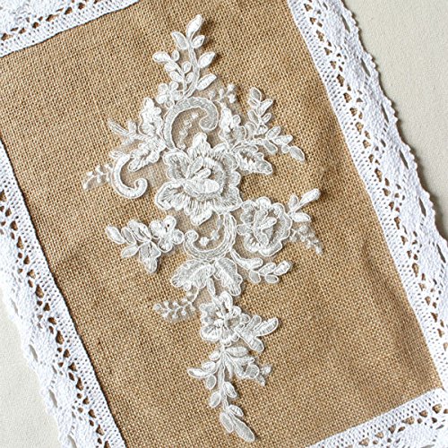 Beautiful By Design 10"X6" Ivory Corded Embroidery Flower Lace Applique Bridal Veils Costumes Supplies Lots of 4 Pieces