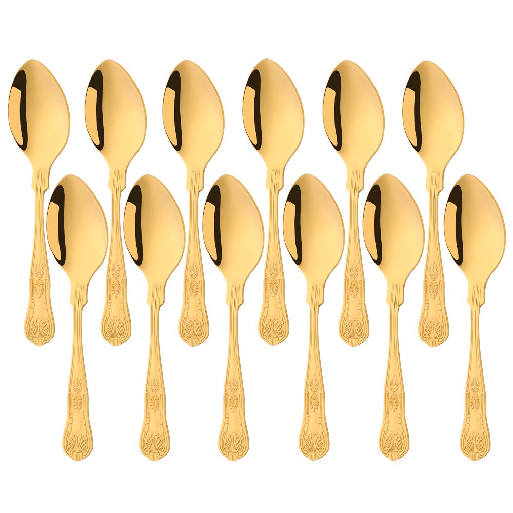 12-Piece Dessert Spoons, Buyer Star Gold Stainless Steel Utensil Kit for Home Kitchen and Restaurant, Dishwasher Safe