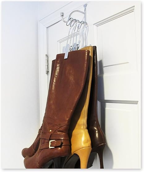 over the door boot valet with 3 silver hangers
