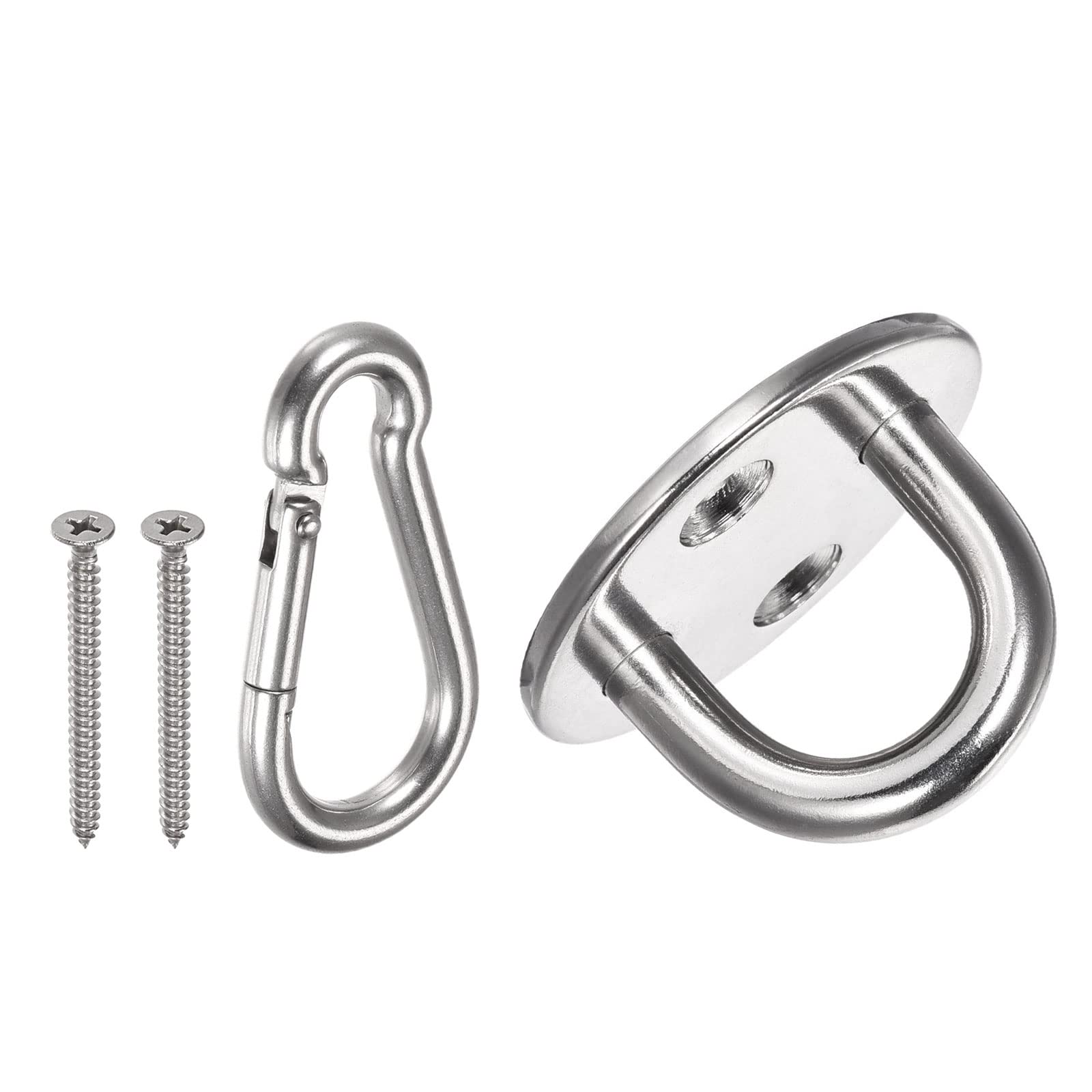 YOKIVE 1Set/2Pcs Ceiling Hanging Hook, U Shape Snap Hook with Round Plate Hanging Plant, Great for Office, Home, Kitchen (Silver, 1.6x1-Inch)