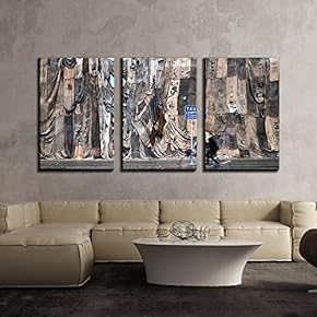 3 Piece Canvas Wall Art - Taxi Sign on The Street - Modern Home Art Stretched and Framed Ready to Hang - 16"x24"x3 Panels