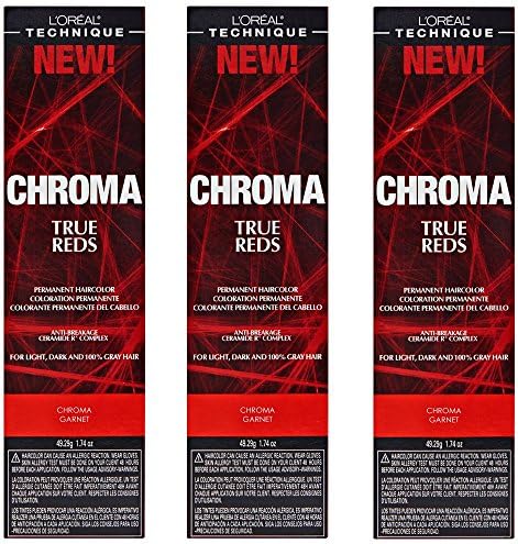 L'Oreal True Reds Chroma Garnet Permanent Hair Color Tint HC-22915 (3 Pack)