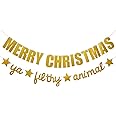 Gold Glitter Merry Christmas Ya Filthy Animal Banner