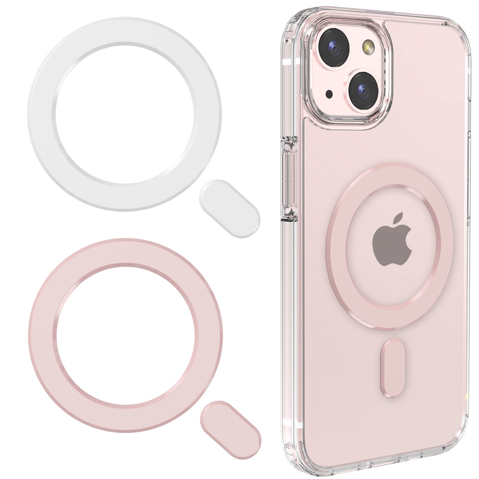 Photo 1 of LDSXAY Universal MagSafe Ring, 2 PCS Magnet Sticker Magnetic Adapter Ring Compatible with Magsafe Accessories & Wireless Charging for iPhone 16/15/14/13/12/11 Pro Max Mini, Galaxy S25/S24 (White Pink)