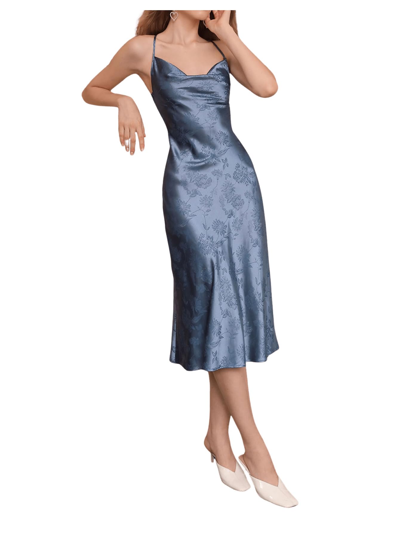 ACEWIN Floral Spaghetti Strap Midi Dress (Size S-L) 703244